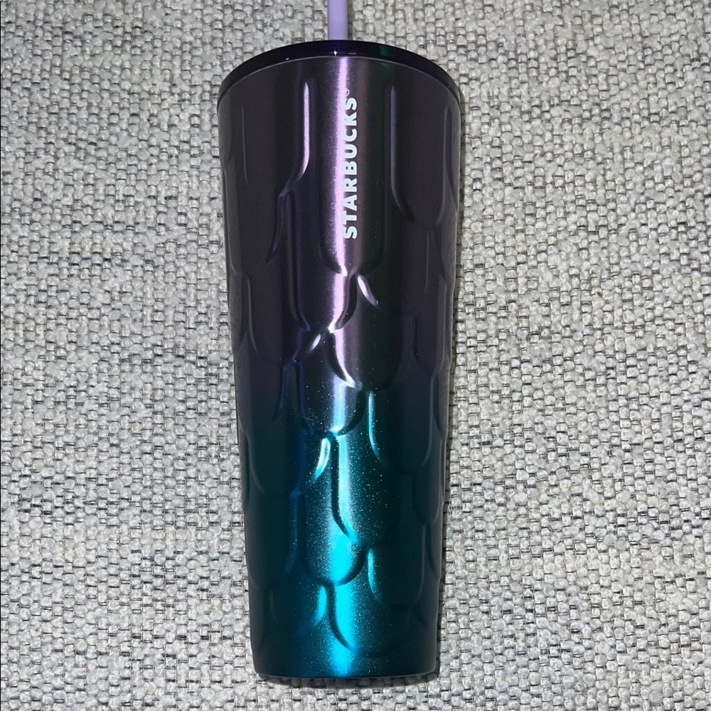 Starbucks Purple and Teal Twilight Ombre Mermaid Scales Stainless Steel tumbler